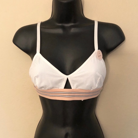 NWT F21 White and Pink Netted Bralette - Picture 5 of 9